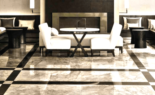 Cristallizzazione marmo: una vista ravvicinata di un pavimento in marmo cristallizzato, con le sue superfici lucide e brillanti.